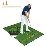 COSTWAY Golf Abschlagmatte, 152 x 92cm Golf Übungsmatte inkl. 2 Gummi-Tees...