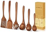 ANBUY 6-teiliges Küchenhelfer-Set aus Holz, Holzlöffel zum Kochen,...