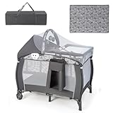 DREAMADE 102 x 72 cm Reisebett Faltbar, Beistellbett Baby mit Matratze &...