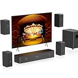 Hölzern 5.1.2CH Soundbar für TV Geräte, 4 Surround-Lautsprecher, 400W...
