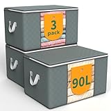 WALL QMER 3-Pack 90L Aufbewahrungsbeutel, Aufbewahrungsboxen mit Deckel,...