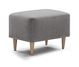 Traumnacht bequemer und moderner Fusshocker mit Holzfüßen in Grau,...