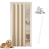 JCyh Türvorhang mit Vorhangstange und Magnetknopf,1 Stück Gardinen...