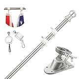 TALITARE Fahnenmast aus Aluminium Silber mit Fahnenmasthalter aus...