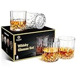 GLASKEY Whisky Gläser 4er Set,315ml bleifreie...