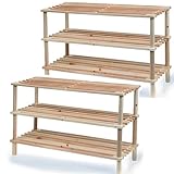 Bricoloco Schuhregal aus Kiefernholz, 2 Stück, 64 x 26 x 49 cm, elegantes...