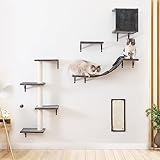 Kletterwand Katzen Set - 5-teiliges -Wandregale, Stabiler Holzkletterer ,...