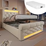 DUlVBPE Modernes Polsterbett Einzelbett 90x200cm, Polsterbett mit...