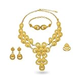 LAYCHEN Afrikanische Schmuck Sets Für Frauen Blume Gold Farbe Halskette...