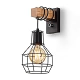 Glighone Wandleuchte Innen Vintage Dimmbar Wandleuchte mit Schalter Schwarz...