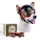 NAMSAN Anti-UV Hundebrille mit Haustierhelm, Winddicht Augenschutz Hunde...