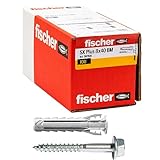 Fischer 100 Stück SX Plus BM Dübel mit Sechskantschraube 8 x 40 mm für...