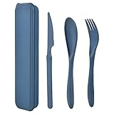 Noewmub Plastik Besteck Mehrweg Set, 1 Set Reise Besteck mit Etui, Camping...