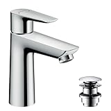 hansgrohe Talis E - Waschtischarmatur mit Push-Open Ablauf, Wasserhahn Bad...