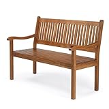 LEADZM Gartenbank,Holzbank,Holz Wetterfest,2-3 Sitzer,127 cm,Ergonomisch...