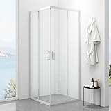 Bathlink 100x100x195cm Duschkabine, Eckeinstieg Schiebetür Duschwand, 5mm...