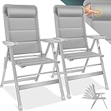 KESSER® Gartenstuhl Hochlehner mit Armlehnen 2er Set | Aluminium...