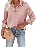 Beyove Damen Bluse Satin Seide V-Ausschnitt Hemden Elegant Langarm Business...