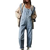 Latzhose Jeans Damen Blau Baggy Lang Modische Blaumann Mit Verstellbaren...