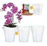 Garten lux 3er-Set Orchideentöpfe Weiß Ø16cm 2L mit 3er-Set...
