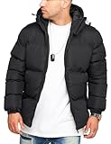 behype. Herren warme Winterjacke mit Kapuze Steppjacke Puffer-Jacke...