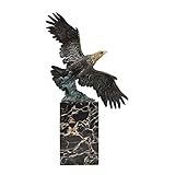 NILEEBUKER Bronzefigur mit Adler-Flügeln und Habichten, Tierskulptur, für...