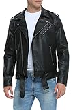 Fahsyee Kunstlederjacke Herren, Motorrad-Revers Asymmetrisch...