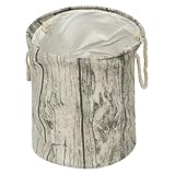 VICASKY Faltbarer Wäschekorb aus Baumwoll leinen mit Holzmaserung und...