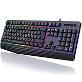 Gaming Tastatur PC, PS4 Tastatur USB, Regenbogen Beleuchtete Tastatur LED,...