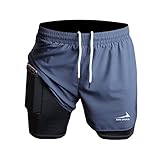 Herren Laufshorts 2 in 1 Shorts Gym Athletic Shorts Outdoor Marathon...