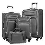 COOLIFE Koffer Trolley Koffer Reisekoffer von 4 Rollen Stoffkoffer...