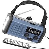 48100mWh/13000mAh Solar Kurbel Notfall Radio, Tragbare AM FM...