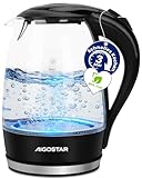 Aigostar Adam - Wasserkocher Glas 1,7 Liter, 2200 Watt, LED-Beleuchtung,...