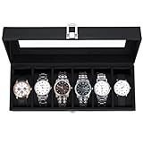 Ohuhu Uhrenbox mit 6 Fächern, Watch Box Uhren Aufbewahrungsbox mit...