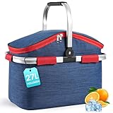 27L Einkaufskorb Kühltasche, Kühlkorb Groß Faltbar Mit Kühlfunktion,...