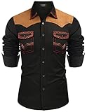 COOFANDY Herren Western-Cowboy-Hemd, Bestickt, langärmelig, schmale...