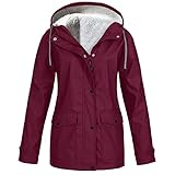 Regenjacke für Damen, mit Fleece gefüttert, wasserdicht, für Herbst und...