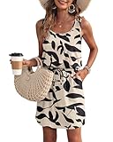 WNEEDU Sommerkleid Damen Ärmellose Strandkleid Damen U-Ausschnitt...