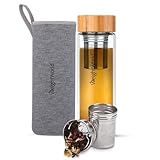 Teeflasche mit Sieb to Go - Trinkflasche 500ml aus Borosilikatglas -...