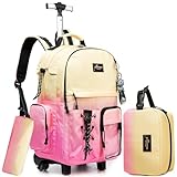 Oruiji Rollrucksack für Schulrucksack mit Rollen, schwarzer Rucksack mit...