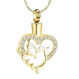 GMLRTOSPT Herz-Kremationskette, Schmuck für Asche, Tauben-Andenken,...