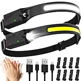 Aaizplz Stirnlampe LED Wiederaufladbar,SuperHell 2000 Lumens 5 Lichtmodi...