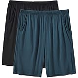 MoFiz Pyjamahose Herren Schlafanzughose Kurz Modal Schlafshorts Weit...