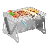 Grill Klappgrill Campinggrill, Barbecue Tragbarer BBQ Kohle Smoker Grill...
