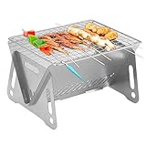 Grill Klappgrill Campinggrill, Barbecue Tragbarer BBQ Kohle Smoker Grill...