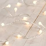 Lights4fun 40er LED Kleine Kugel Lichterkette mit warm weißem Licht 6 m...