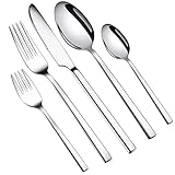 WUJO Besteckset, Besteck aus Edelstahl, 60-teiliges Silber Besteck Set...