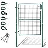 Fiqops Gartentor, 125x100cm Grün Gartentür Zauntür Hoftor aus verzinktem...