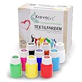 Krevo Art Stoffmalfarben Textilfarben Waschfest | Set aus 9 x 20ml...