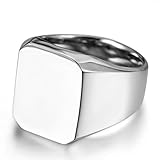 JewelryWe Schmuck Biker Edelstahl Herren-Ring, Glänzend Poliert Siegelring...